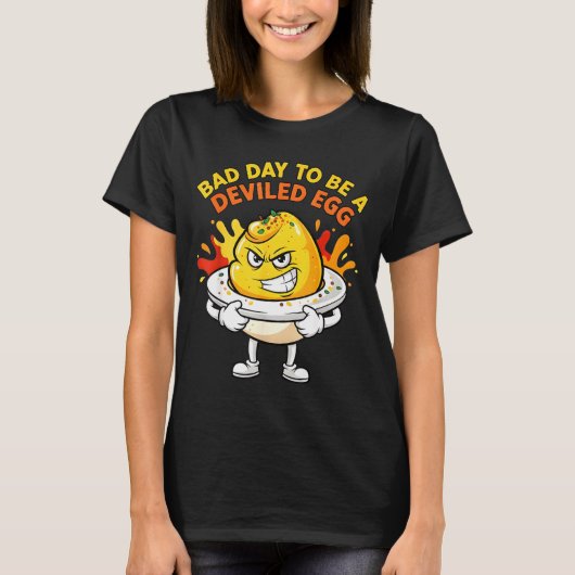 Bad Day To Be A Deviled Egg Funny Thanksgiving Din T-shirt (Voorkant)