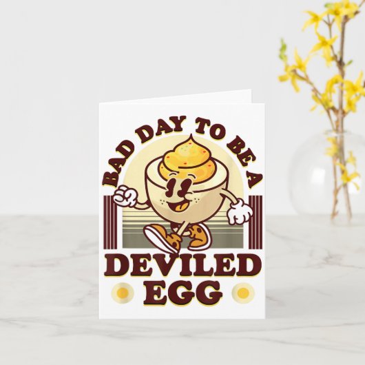 Bad Day To Be A Deviled Egg Funny Thanksgiving Egg Kaart (Gele Bloem)