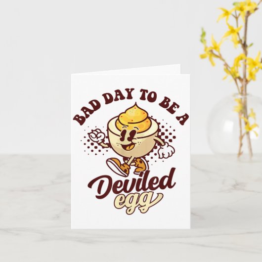 Bad Day To Be A Deviled Egg Funny Thanksgiving Egg Kaart (Gele Bloem)
