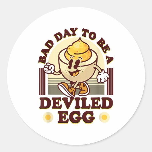 Bad Day To Be A Deviled Egg Funny Thanksgiving Egg Ronde Sticker (Voorkant)