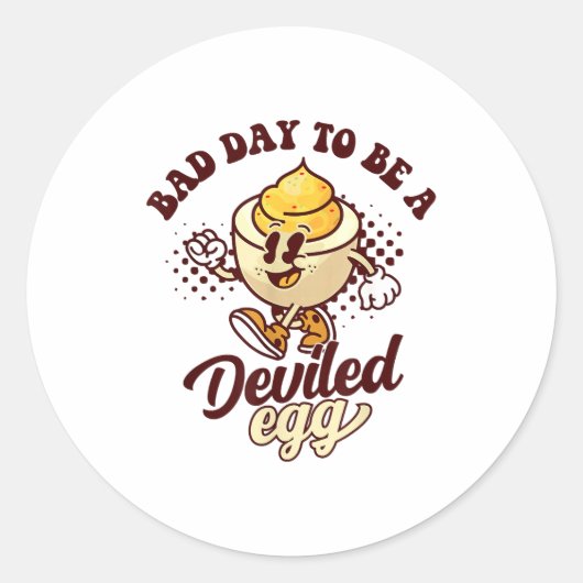 Bad Day To Be A Deviled Egg Funny Thanksgiving Egg Ronde Sticker (Voorkant)