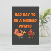 "BAD DAY TO BE A MASHED POTATO"  BEDANKKAART (Staand voorkant)