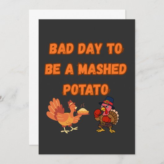 "BAD DAY TO BE A MASHED POTATO"  BEDANKKAART (Voorkant / Achterkant)