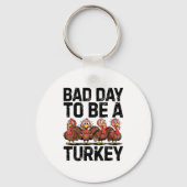 Bad Day To Be A Turkey Funny Thanksgiving  Sleutelhanger (Voorkant)