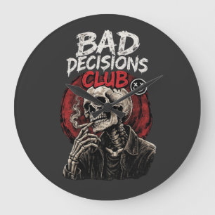 Bad Decisions Club Skelet in Leren Jas  Grote Klok