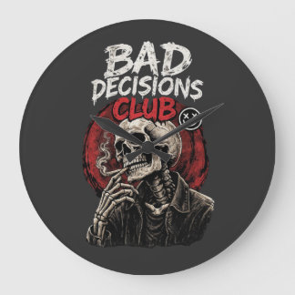 Bad Decisions Club Skeleton in Leather Jacket  Grote Klok