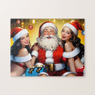 Bad Dirty Santa levert geschenken door een warme o Legpuzzel