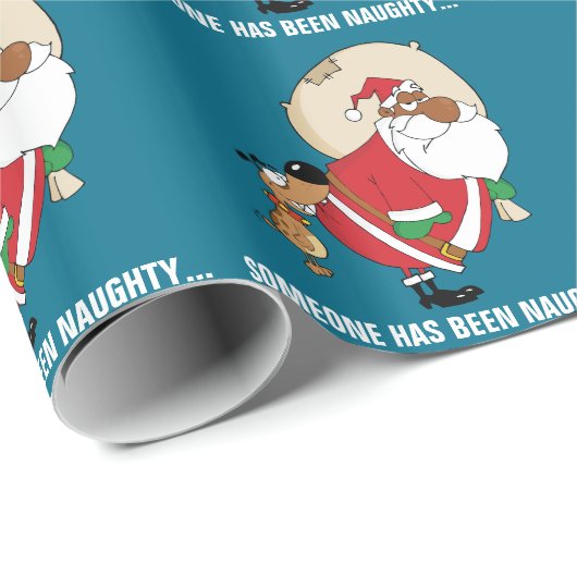 Bad Dog Bites Black Santa op Butt Cadeaupapier (Rol Hoek)