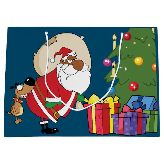 Bad Dog Bites Black Santa op Butt Gift Bag Large Cadeautasje (Voorkant)