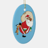 Bad Dog Bites Black Santa op Butt Keramisch Ornament (Rechts)