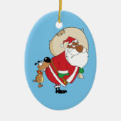 Bad Dog Bites Black Santa op Butt Keramisch Ornament (Voorkant)
