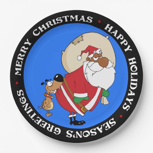 Bad Dog Bites Black Santa op Butt Papieren Bordje (Voorkant)