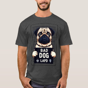 Bad Dog Pug Mugshot T-shirt