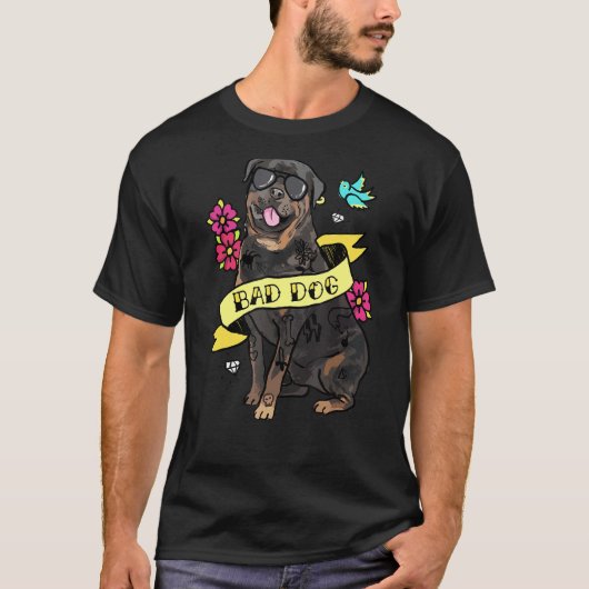 Bad Dog Rottweiler Dog T-shirt (Voorkant)