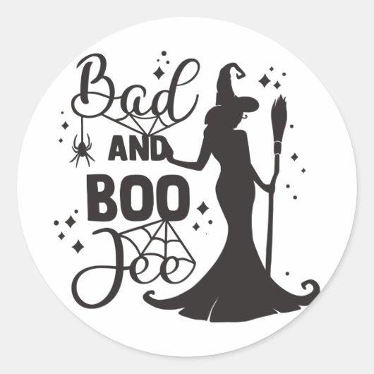 Bad en Boo Jee Halloween Ronde Sticker (Voorkant)
