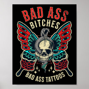 Bad Es getatoeëerde vrouwen Empowered Retro Tattoo Poster