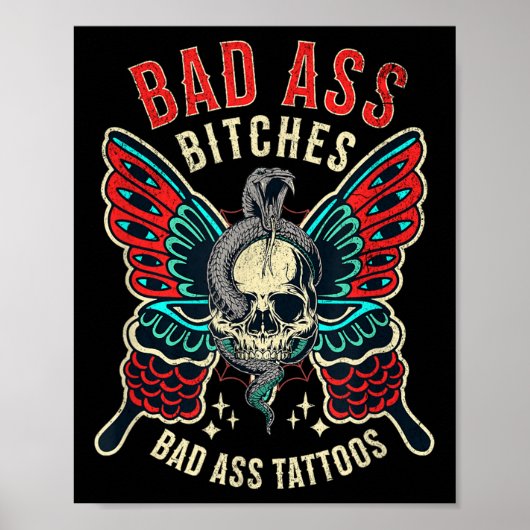 Bad Es getatoeëerde vrouwen Empowered Retro Tattoo Poster (Voorkant)