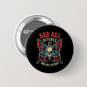 Bad Es getatoeëerde vrouwen Empowered Retro Tattoo Ronde Button 5,7 Cm (Voorkant /achterkant)