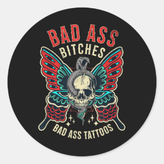 Bad Es getatoeëerde vrouwen Empowered Retro Tattoo Ronde Sticker