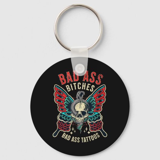 Bad Es getatoeëerde vrouwen Empowered Retro Tattoo Sleutelhanger (Voorkant)