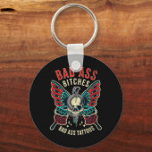 Bad Es getatoeëerde vrouwen Empowered Retro Tattoo Sleutelhanger (Voorkant)