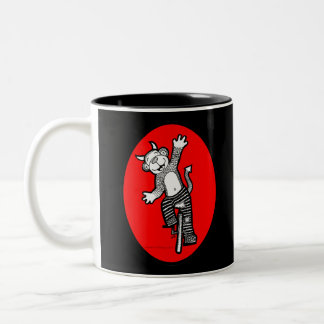 Bad Evil Monkey Riding Unicycle Tweekleurige Koffiemok