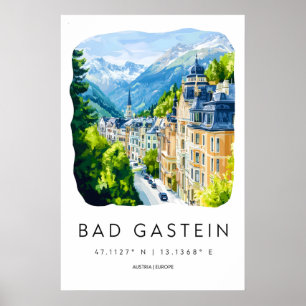 Bad Gastein Aquarel Nationaal Poster Reispark