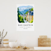 Bad Gastein Aquarel Nationaal Poster Reispark (Keuken)