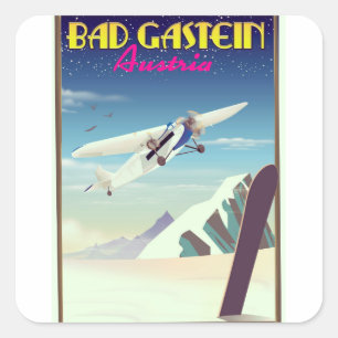 Bad Gastein Oostenrijk Snowboarden poster Vierkante Sticker