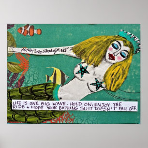 BAD GIRL ART MERMAID POSTER. POSTER