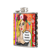 BAD GIRL FLASK-Rozen zijn rood, violetten zijn roz Heupfles (Links)