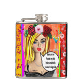 BAD GIRL FLASK-Rozen zijn rood, violetten zijn roz Heupfles (Voorkant)