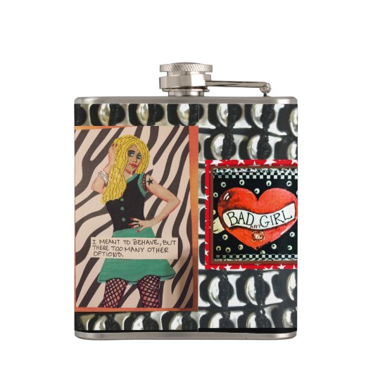 BAD GIRL FLASK-Rozen zijn rood, violetten zijn roz Heupfles (Achterkant)