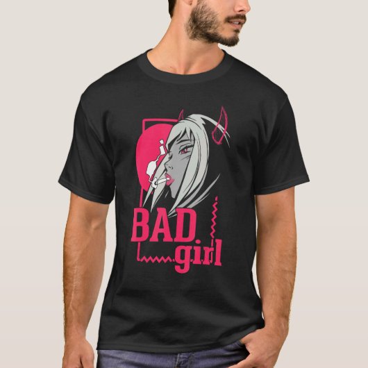 Bad Girls No Angel Rebellious Bad Attitude Naughty T-shirt (Voorkant)