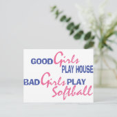 Bad Girls Play Softball Briefkaart (Staand voorkant)
