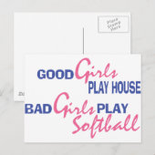 Bad Girls Play Softball Briefkaart (Voorkant / Achterkant)
