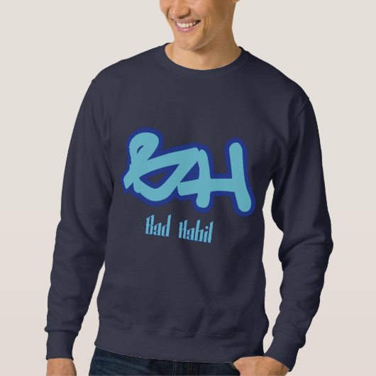 Bad Habit Logo Blue Trui (Voorkant)