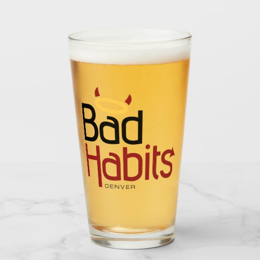 Bad Habits Denver Classic Pint Glass (kleur) Glas (Voorkant gevuld)