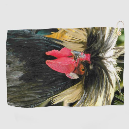 Bad Hair Chicken Photo Golfhanddoek (Horizontaal)