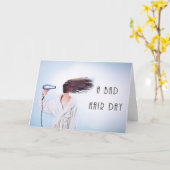 Bad Hair Day Happy Birthday Funny Hairdresser Kaart (Gele Bloem)