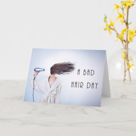 Bad Hair Day Happy Birthday Funny Hairdresser Kaart (Gele Bloem)