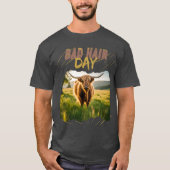 Bad Hair Day-Hochlandrind mit wilder Frisur T-shirt (Voorkant)