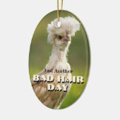 Bad Hair Day Poolse kip Keramisch Ornament (Links)