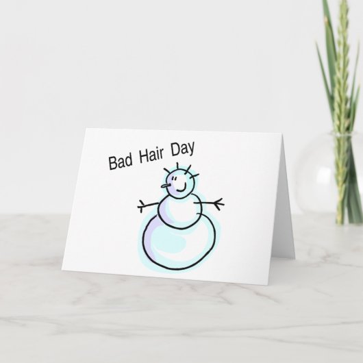 Bad Hair Day Snowman Feestdagen Kaart (Voorkant)
