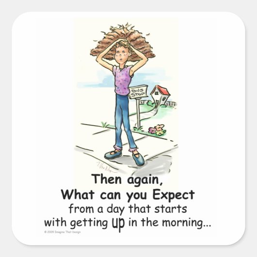 Bad Hair Day Vierkante Sticker (Voorkant)