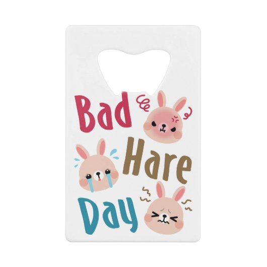 Bad Hare Day Funny Bunny Rabbit Kawaii Pasen Creditkaart Flessenopener (Voorkant)