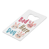 Bad Hare Day Funny Bunny Rabbit Kawaii Pasen Creditkaart Flessenopener (Voorkant Gekanteld)