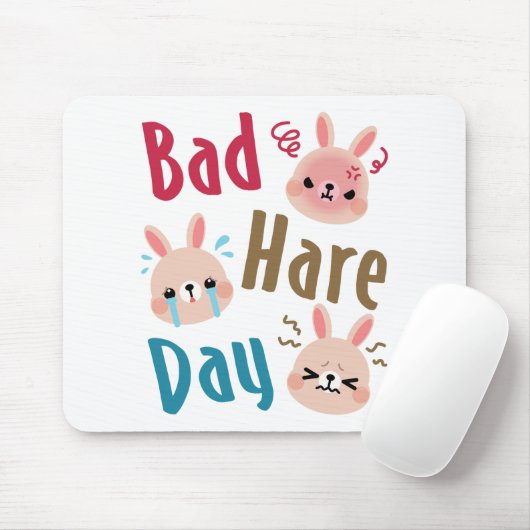 Bad Hare Day Funny Bunny Rabbit Kawaii Pasen Muismat (Met muis)