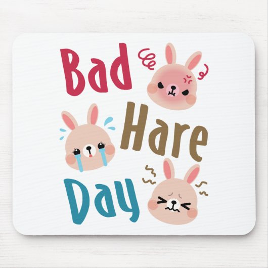 Bad Hare Day Funny Bunny Rabbit Kawaii Pasen Muismat (Voorkant)