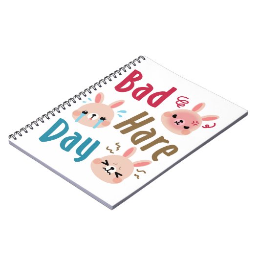 Bad Hare Day Funny Bunny Rabbit Kawaii Pasen Notitieboek (Linkerzijde)